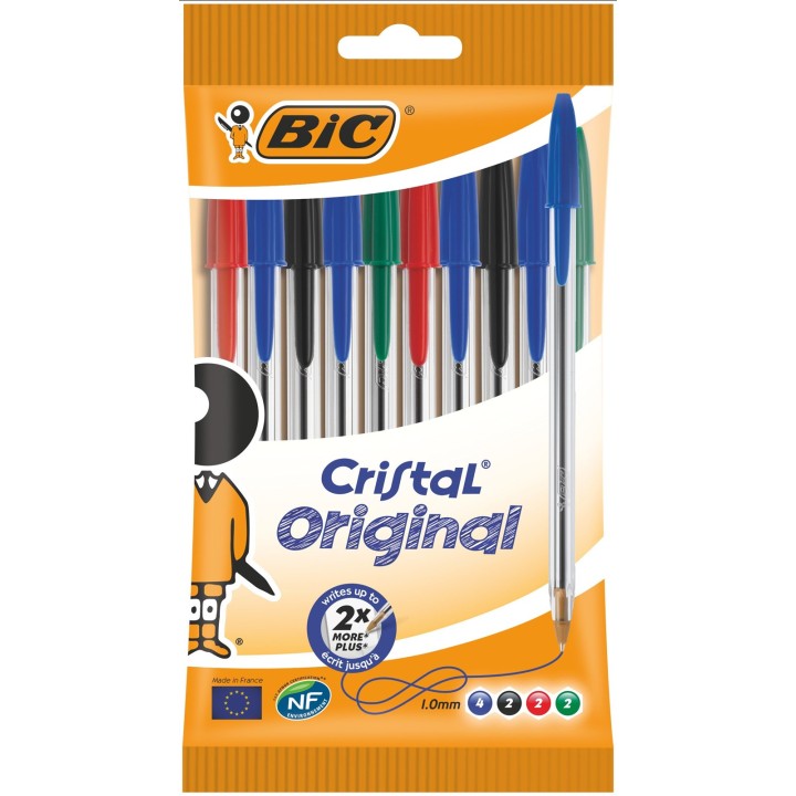DŁUGOPIS JEDNORAZOWY BIC CRISTAL ORIGINAL 830865 MIX 1.0MM 10SZT