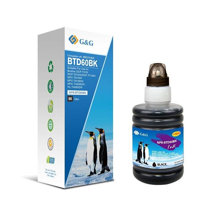G&G KOMPATYBILNY INK / TUSZ Z BTD60BK, BLACK, 6500S, NPR-BTD60BK, DLA BROTHER DCP T300, DCP T500W, DCP T700W