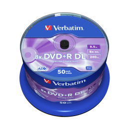VERBATIM DVD+R DL, DOUBLE LAYER MATT SILVER, 43758, 8.5GB, 8X, SPINDLE, 50-PACK, 12CM, DO ARCHIWIZACJI DANYCH