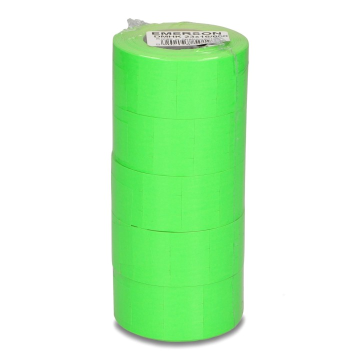 ETYKIETY SAMOPRZYLEPNE 23X16MM DO METKOWNIC EMERSON ZIELONE 5ROLEK*600SZT