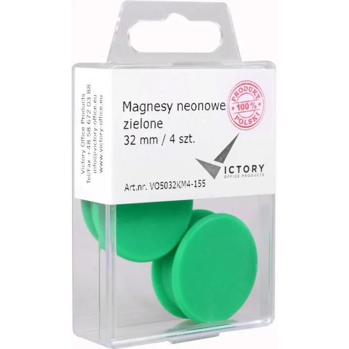 MAGNESY 32MM VICTORY OFFICE PRODUCTS 5032KM4-155 NEONOWE ZIELONE 4SZT