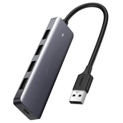 Hub USB UGREEN CM219 5-portowy USB-A+USB-C (szary)