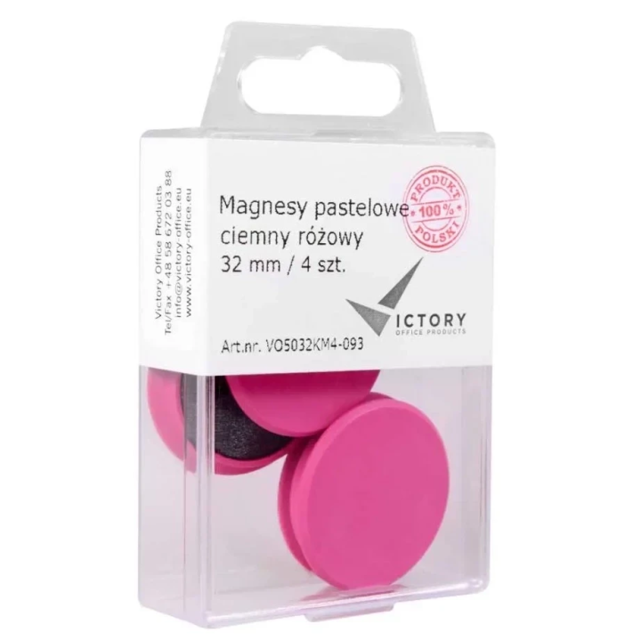 MAGNESY 32MM VICTORY OFFICE PRODUCTS 5032KM4-093 PASTELOWE CIEMNORÓŻOWE 4SZT