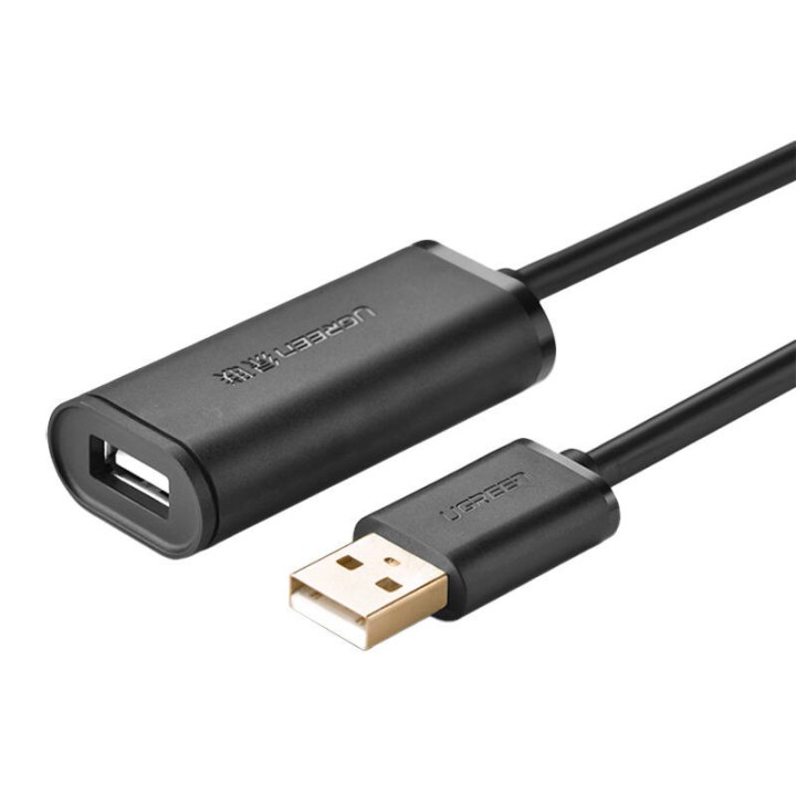 Kabel UGREEN USB-A-USB-A 10m USB 2.0 aktywny (czarny)