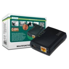 DIGITUS WIELOFUNKCYJNY SERWER WYDRUKU/PRINT SERVER 1XUSB 2.0 HUB SIECIOWY, NAS, 1X RJ45, LAN 10/100MBPS
