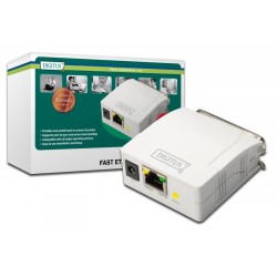 DIGITUS SERWER WYDRUKU FAST ETHERNET 1-PORT 1XLPT, 1XRJ-45
