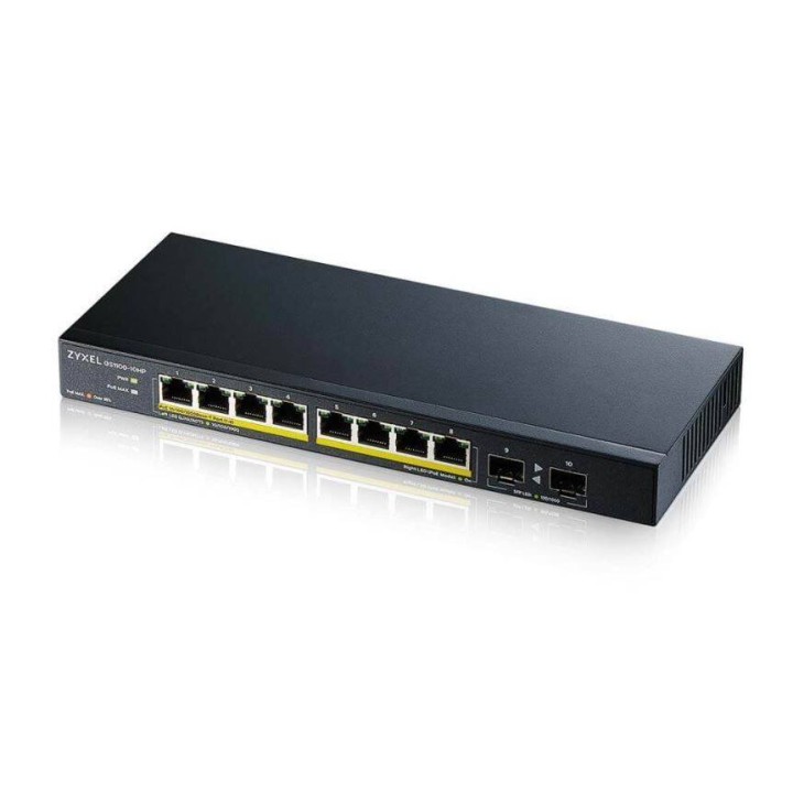 ZYXEL PRZEŁĄCZNIK GS1100-10HP-EU0102F 120W POE 8XGIGABIT 2XFIBER UPLILK SWITCH