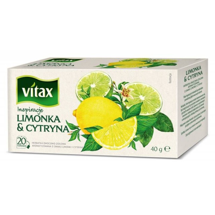 HERBATA LIMONKA Z CYTRYNĄ VITAX INSPIRATIONS 20 TOREBEK