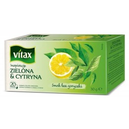 HERBATA ZIELONA Z CYTRYNĄ VITAX INSPIRATIONS 20 TOREBEK