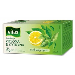 HERBATA ZIELONA Z CYTRYNĄ VITAX INSPIRATIONS 20 TOREBEK