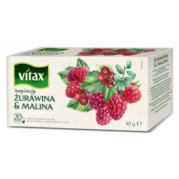 HERBATA ŻURAWINA Z MALINĄ VITAX INSPIRATIONS 20 TOREBEK