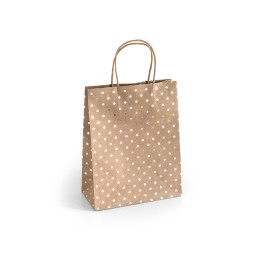 TOREBKA NA PREZENTY 25X10X20CM ARGO 257003 CIEMNOBEŻOWA ZŁOTE KROPKI PAPIER KRAFT 5SZT