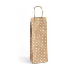 TOREBKA NA PREZENTY 35X10X12CM ARGO 257007 CIEMNOBEŻOWA ZŁOTE KROPKI PAPIER KRAFT 5SZT