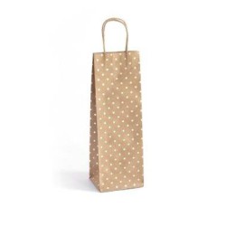 TOREBKA NA PREZENTY 35X10X12CM ARGO 257007 CIEMNOBEŻOWA ZŁOTE KROPKI PAPIER KRAFT 5SZT