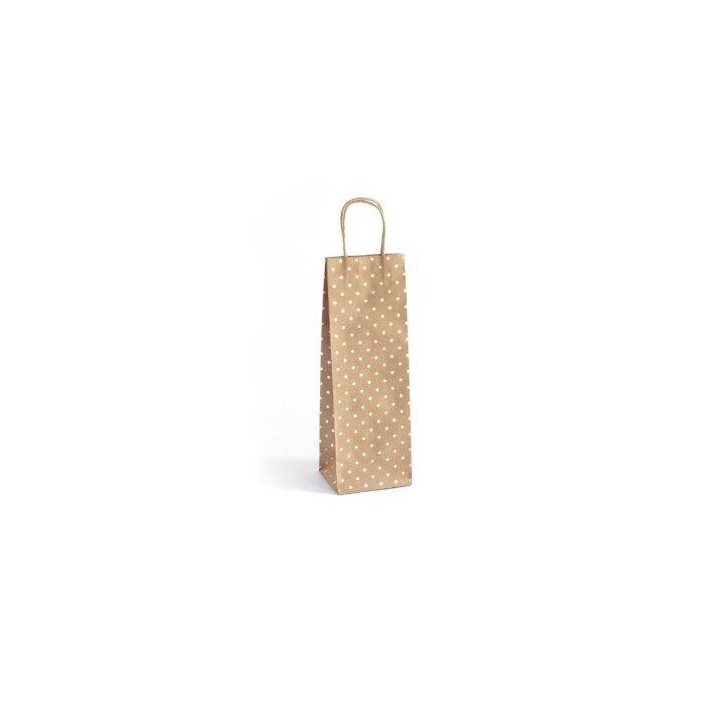 TOREBKA NA PREZENTY 35X10X12CM ARGO 257007 CIEMNOBEŻOWA ZŁOTE KROPKI PAPIER KRAFT 5SZT