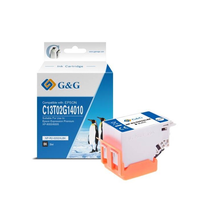 G&G KOMPATYBILNY INK / TUSZ Z C13T02G14010, BLACK, NP-E-0202XLBK, DLA EPSON XP-6000, XP-6005