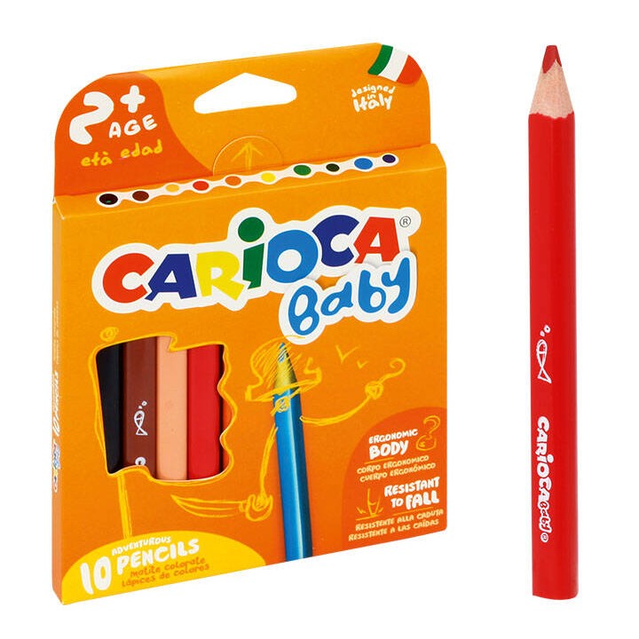 KREDKI OŁÓWKOWE TRÓJKĄTNE CARIOCA 42819 BABY 170-2349 10KOL