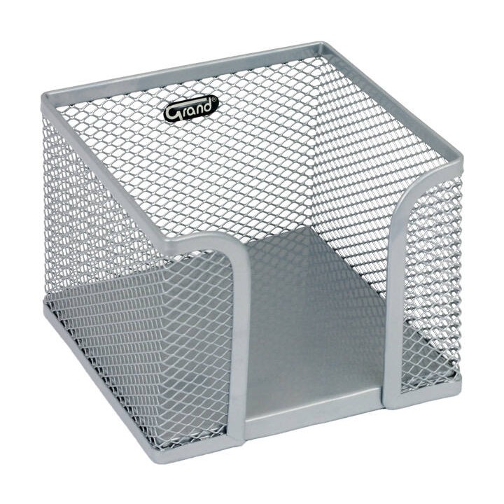 POJEMNIK NA KOSTKĘ BIUROWĄ 78X105X105MM GRAND GR-043S 120-1130 SREBRNY METALOWY