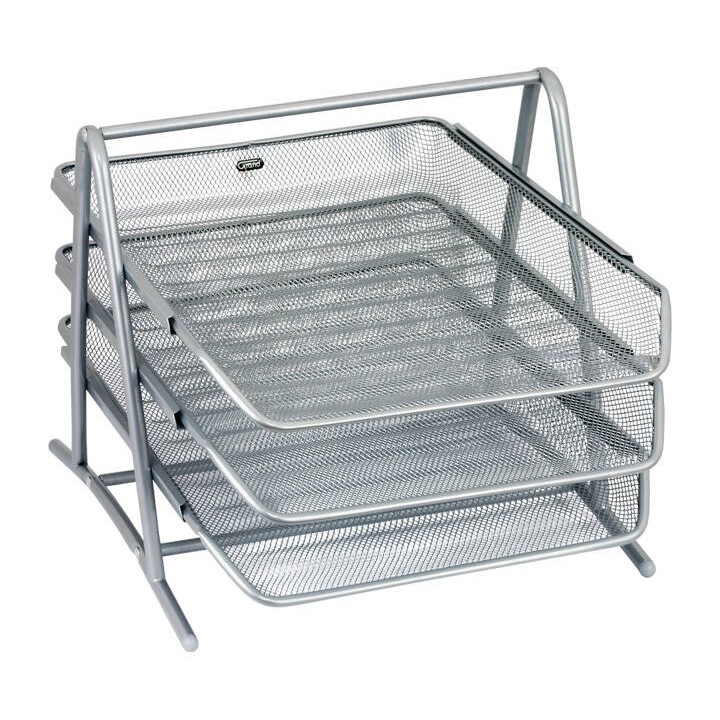 SZUFLADA NA DOKUMENTY GRAND GR-069S 3 SZUFLADY 120-1118 SREBRNA 260X346X305MM METALOWA SIATKA