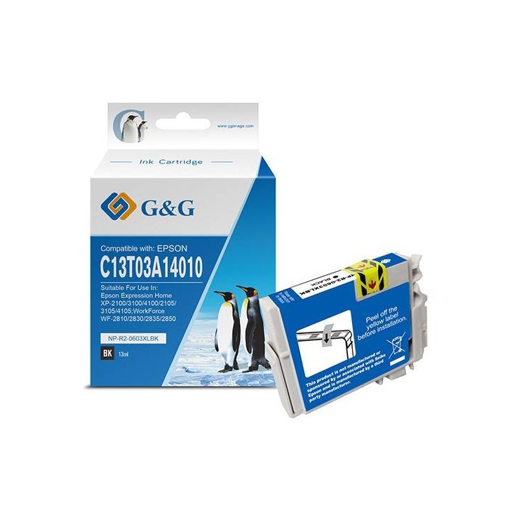 G&G KOMPATYBILNY INK / TUSZ Z C13T03A14010, 603XL, BLACK, 500S, NP-R-0603XLBK, DLA EPSON EXPRESSION HOME XP-2100, 3100, 4100, 21