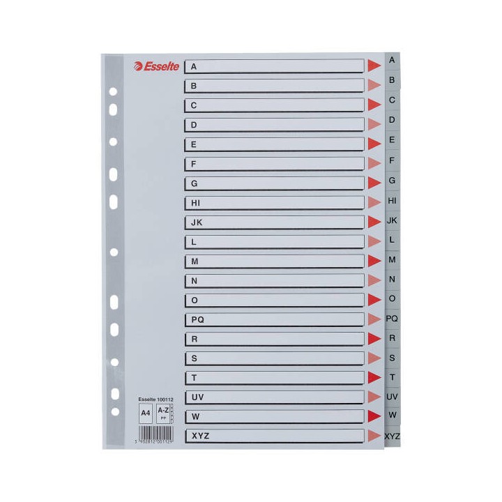 PRZEKŁADKI A-Z A4 ESSELTE 100112 SZARY PP