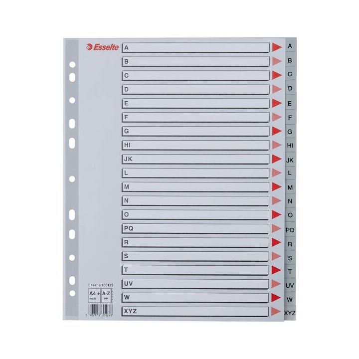 PRZEKŁADKI A-Z A4 MAXI ESSELTE 100129 SZARY PP