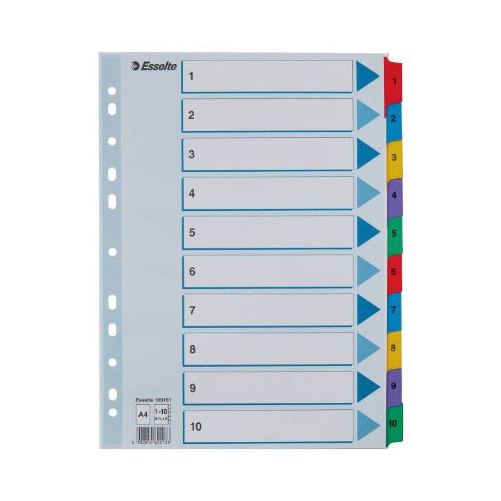 PRZEKŁADKI 1-10 A4 ESSELTE MYLAR 100161 MIX KARTON 160G