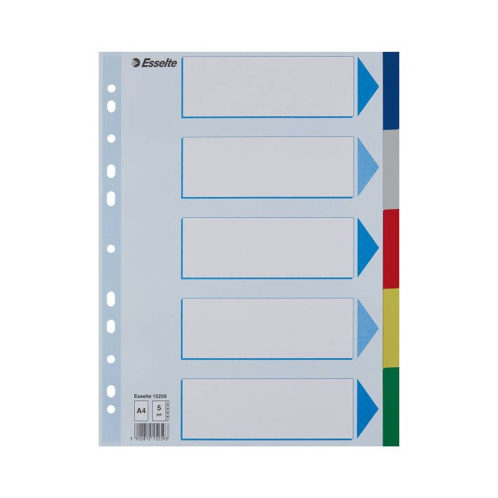 PRZEKŁADKI A4 ESSELTE 15259 MIX PP 5SZT