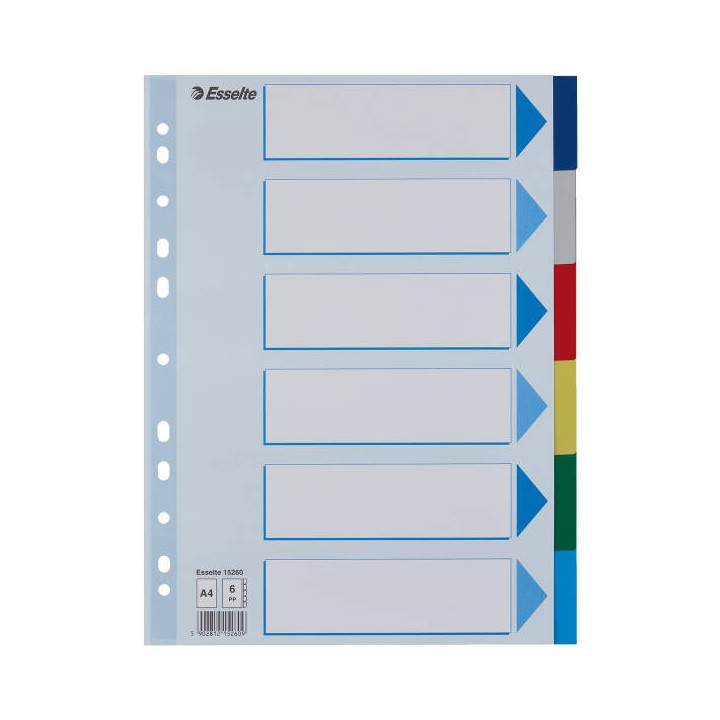PRZEKŁADKI A4 ESSELTE 15260 MIX PP 6SZT