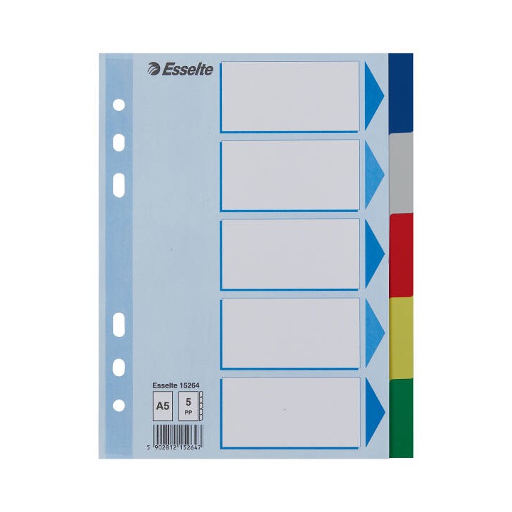 PRZEKŁADKI A5 ESSELTE 15264 MIX PP 5SZT