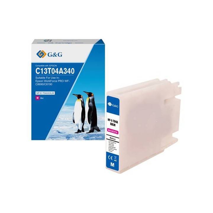 G&G KOMPATYBILNY INK / TUSZ Z C13T04A340, MAGENTA, 8000S, NP-E-T04AXXLM-A, DLA EPSON WF-C8190, WF-C8690