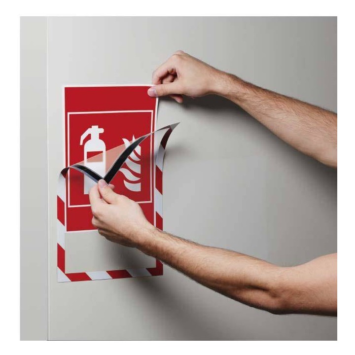 RAMKA MAGNETYCZNA A4 DURABLE DURAFRAME SECURITY 4945132 CZERWONO-BIAŁA NA POWIERZCHNIE METALOWE 5SZT