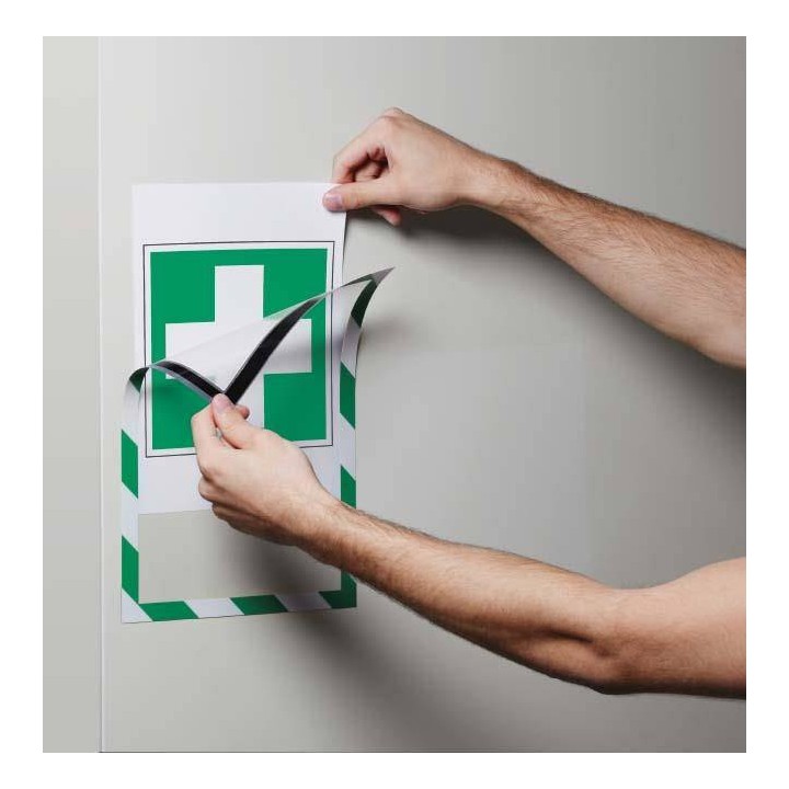RAMKA MAGNETYCZNA A4 DURABLE DURAFRAME SECURITY 4945131 ZIELONO-BIAŁA NA POWIERZCHNIE METALOWE 5SZT