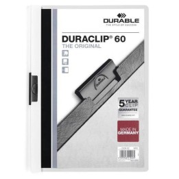 SKOROSZYT ZACISKOWY A4 DURABLE DURACLIP 220902 BIAŁY PLASTIKOWY 60 KRT