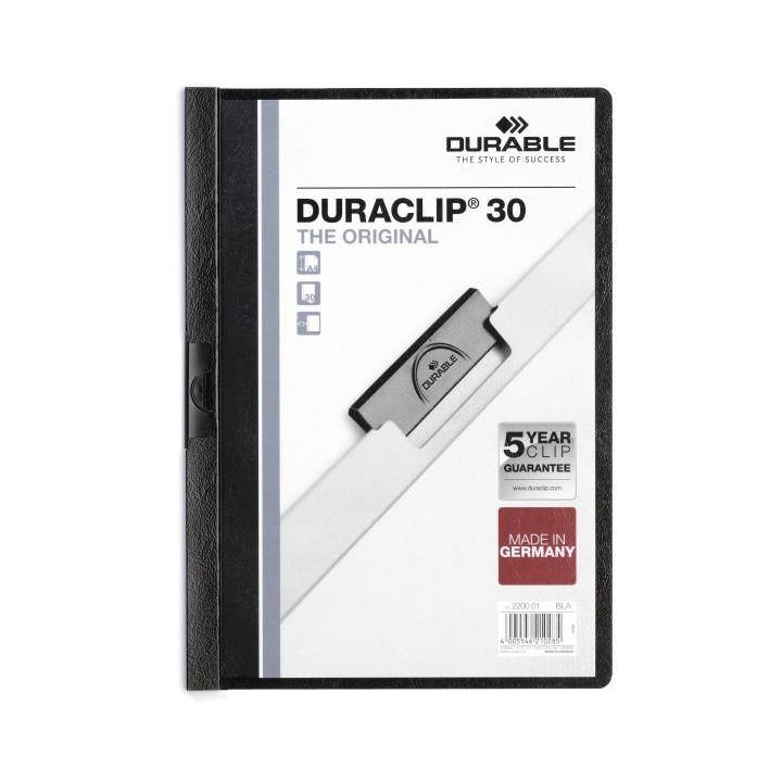 SKOROSZYT ZACISKOWY A4 DURABLE DURACLIP 220001 CZARNY PLASTIKOWY 30 KRT