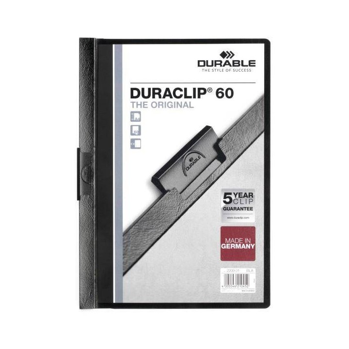 SKOROSZYT ZACISKOWY A4 DURABLE DURACLIP 220901 CZARNY PLASTIKOWY 60 KRT
