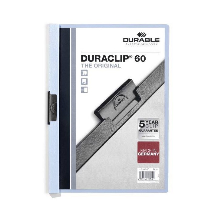 SKOROSZYT ZACISKOWY A4 DURABLE DURACLIP 220906 NIEBIESKI PLASTIKOWY 60 KRT