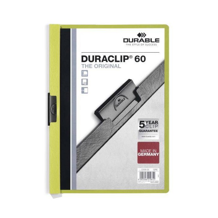 SKOROSZYT ZACISKOWY A4 DURABLE DURACLIP 220905 ZIELONY PLASTIKOWY 60 KRT