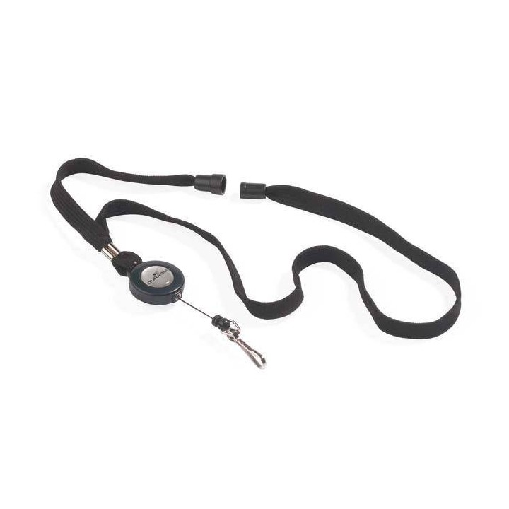 SMYCZ DO IDENTYFIKATORA Z MECHANIZMEM ŚCIĄGAJĄCYM I KARABIŃCZYKIEM DURABLE 822301 CZARNA