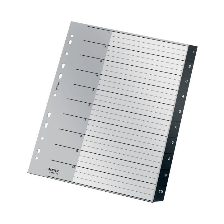 PRZEKŁADKI 1-10 A4 LEITZ RECYCLE 12080000 CZARNY PP