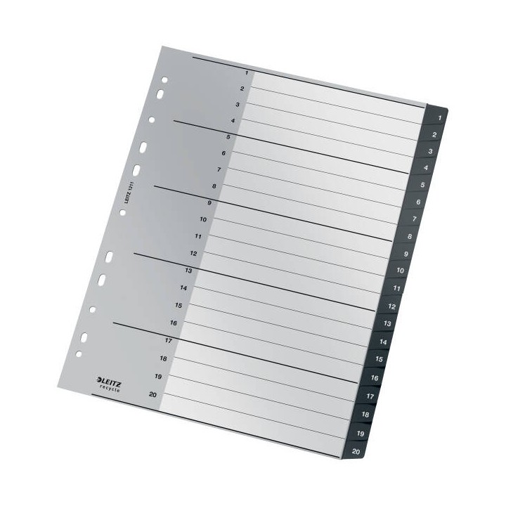 PRZEKŁADKI 1-20 A4 LEITZ RECYCLE 12110000 CZARNY PP
