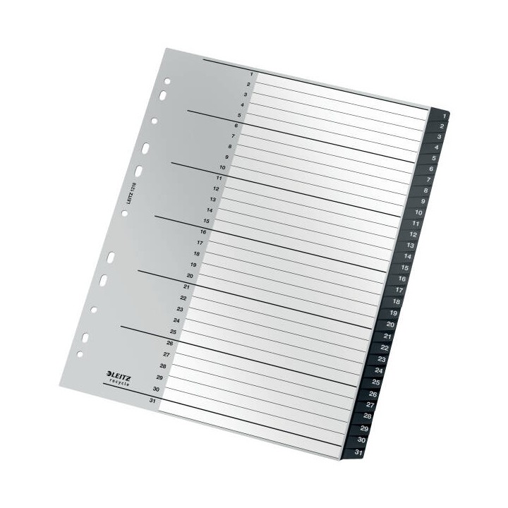 PRZEKŁADKI 1-31 A4 LEITZ RECYCLE 12180000 CZARNY PP