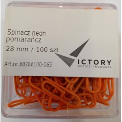 SPINACZE OKRĄGŁE 28MM VICTORY OFFICE PRODUCTS 60286100-065 NEONOWE POMARAŃCZOWE METALOWEPOWLEKANE W POJEMNIKU PLASTIKOWYM 100SZT