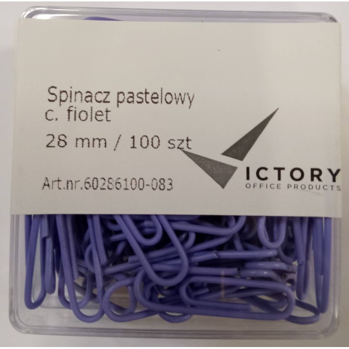 SPINACZE OKRĄGŁE 28MM VICTORY OFFICE PRODUCTS 60286100-083 PASTELOWE CIEMNOFIOLETOWE METALOWEPOWLEKANE W POJEMNIKU PLASTIKOWYM 1