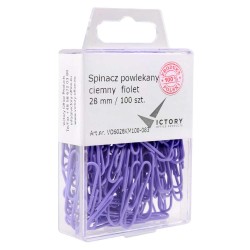 SPINACZE OKRĄGŁE 28MM VICTORY OFFICE PRODUCTS 6028KM100-083 PASTELOWE CIEMNOFIOLETOWE METALOWEPOWLEKANE W ZAWIESZANYM POJEMNIKU 