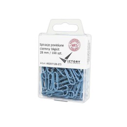 SPINACZE OKRĄGŁE 28MM VICTORY OFFICE PRODUCTS 6028KM100-073 PASTELOWE CIEMNONIEBIESKIE METALOWEPOWLEKANE W ZAWIESZANYM POJEMNIKU