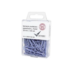 SPINACZE OKRĄGŁE 28MM VICTORY OFFICE PRODUCTS 6028KM100-081 PASTELOWE JASNOFIOLETOWE METALOWEPOWLEKANE W ZAWIESZANYM POJEMNIKU P