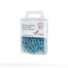 SPINACZE OKRĄGŁE 28MM VICTORY OFFICE PRODUCTS 6028KM100-071 PASTELOWE JASNONIEBIESKIE METALOWEPOWLEKANE W ZAWIESZANYM POJEMNIKU 