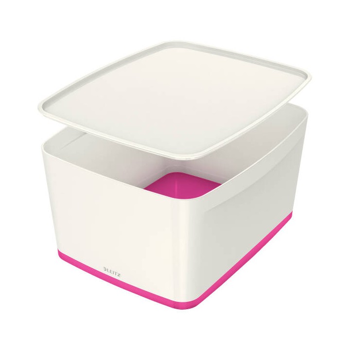 POJEMNIK DO PRZECHOWYWANIA 318X385X198MM LEITZ MYBOX WOW Z POKRYWĄ 52161023 RÓŻOWY