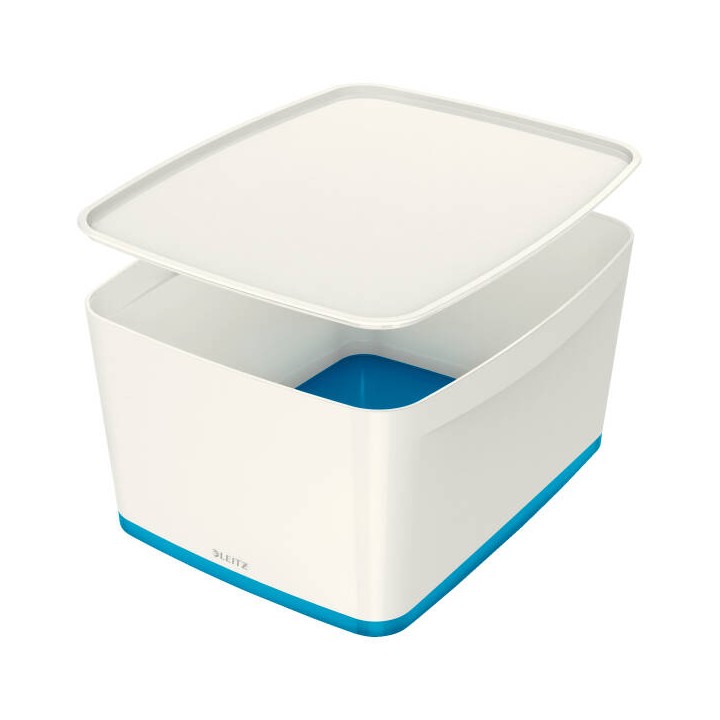 POJEMNIK DO PRZECHOWYWANIA 318X385X198MM LEITZ MYBOX WOW Z POKRYWĄ 52161036 NIEBIESKI